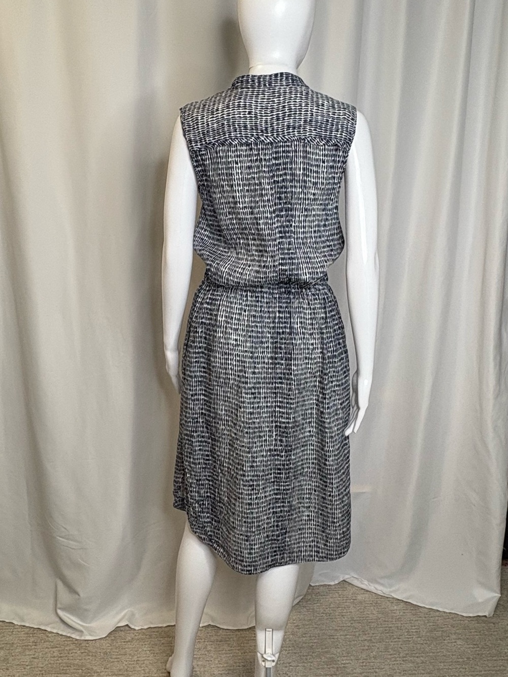 Ann Taylor Patterned Linen Blend Sleeveless Midi Shirt Dress Size M Cargo Pocket - Picture 8 of 13
